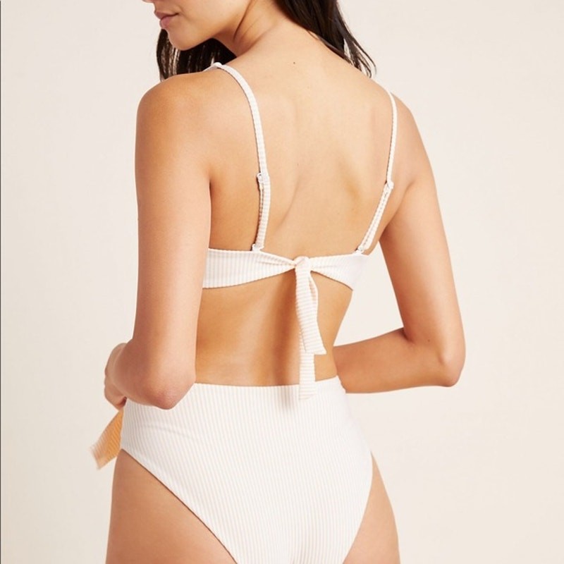 Onia Anais Bikini Bottom. White and Mint, Size Small, NWT