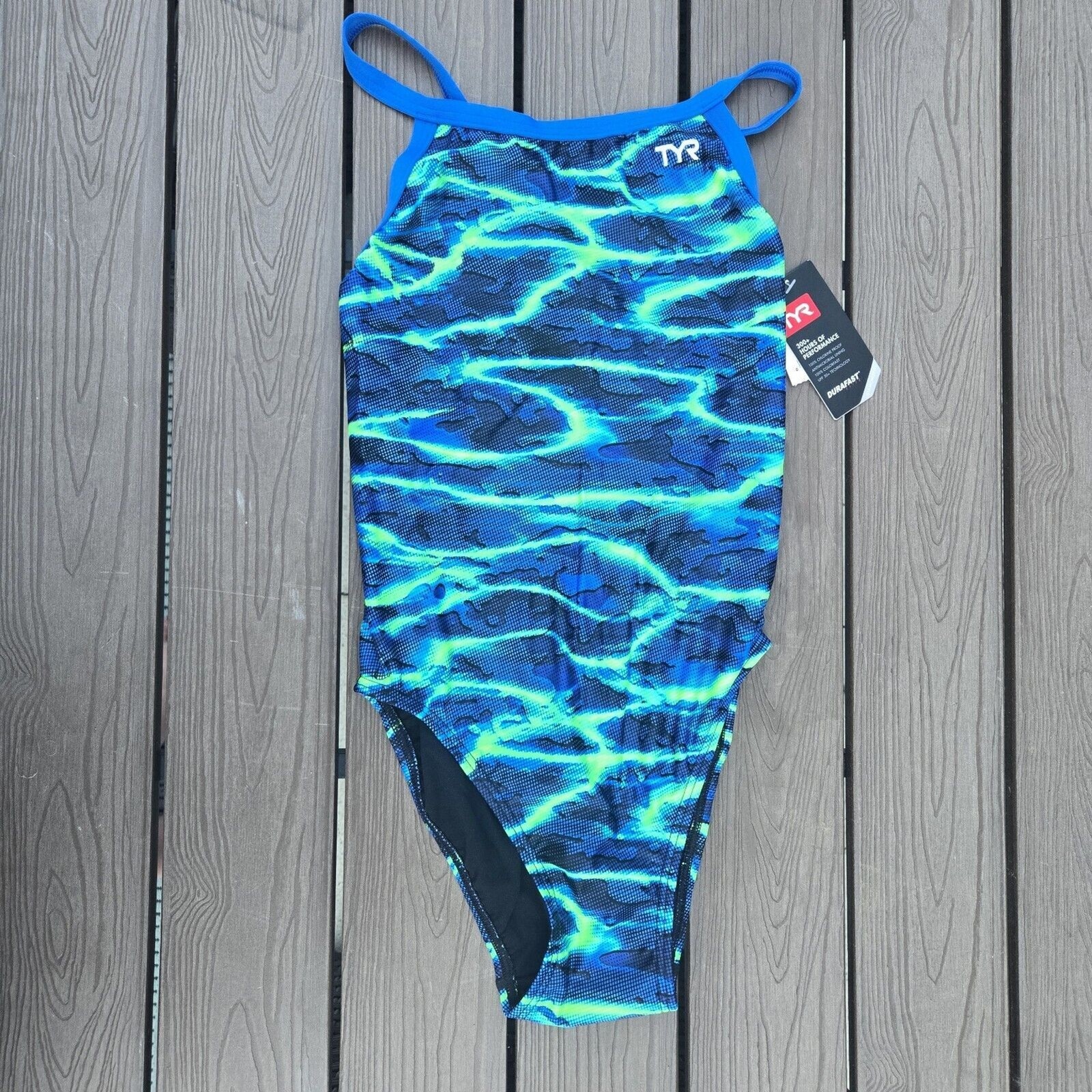 TYR Durafast Elite Women’s Lambent Diomondfit Blue/green 1 Pc Swim Sz 30 New