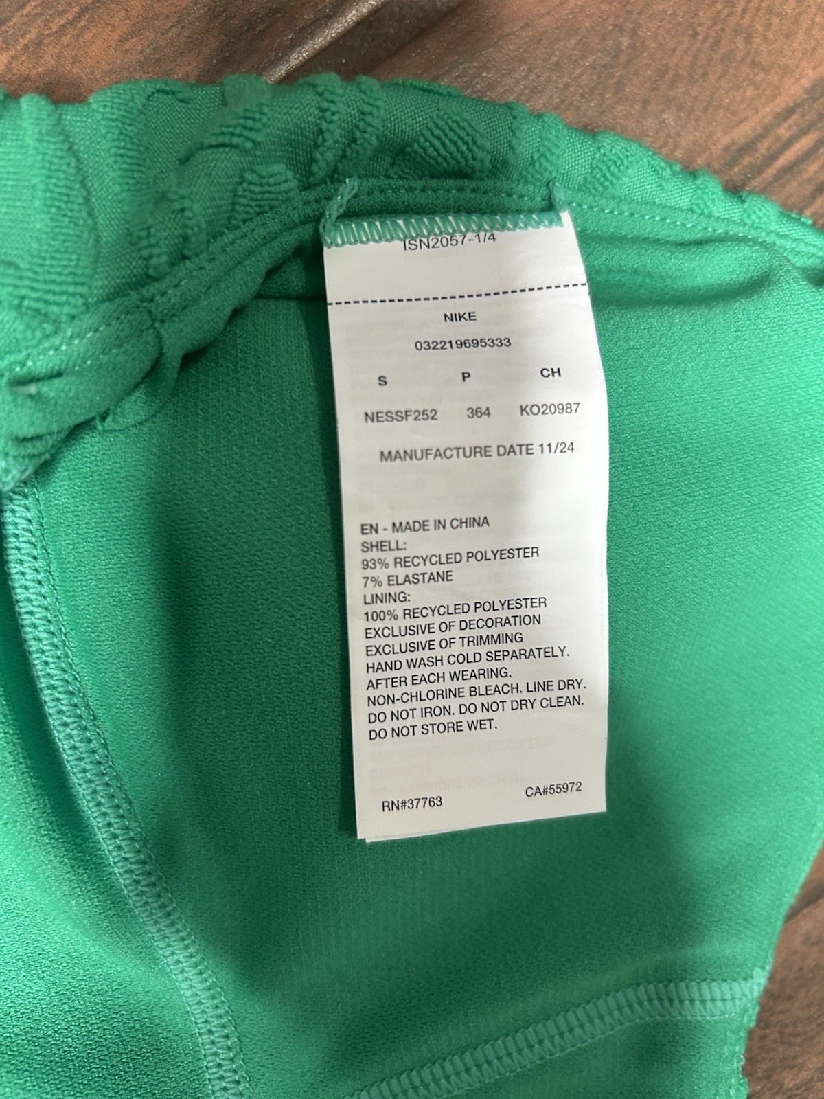 Nike Swoosh Link Terry Y-Back One-Piece Swimsuit. Women’s Size Small Green