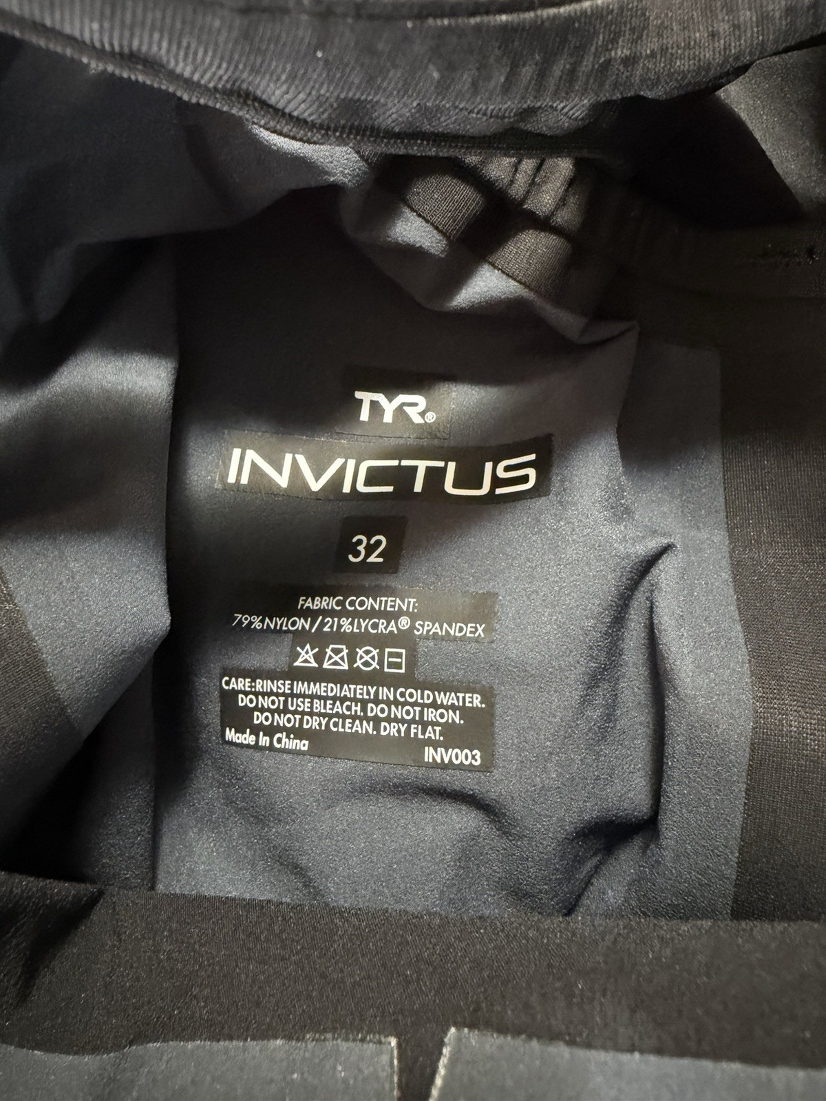 TYR Invictus Open Back Tech Suit Black Womens sz 32 New