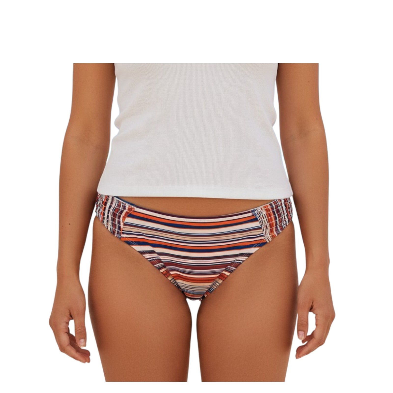 NWT Cabana del Sol Bikini Bottoms L Nautical Striped Ruched Swimsuit Bottom ONLY