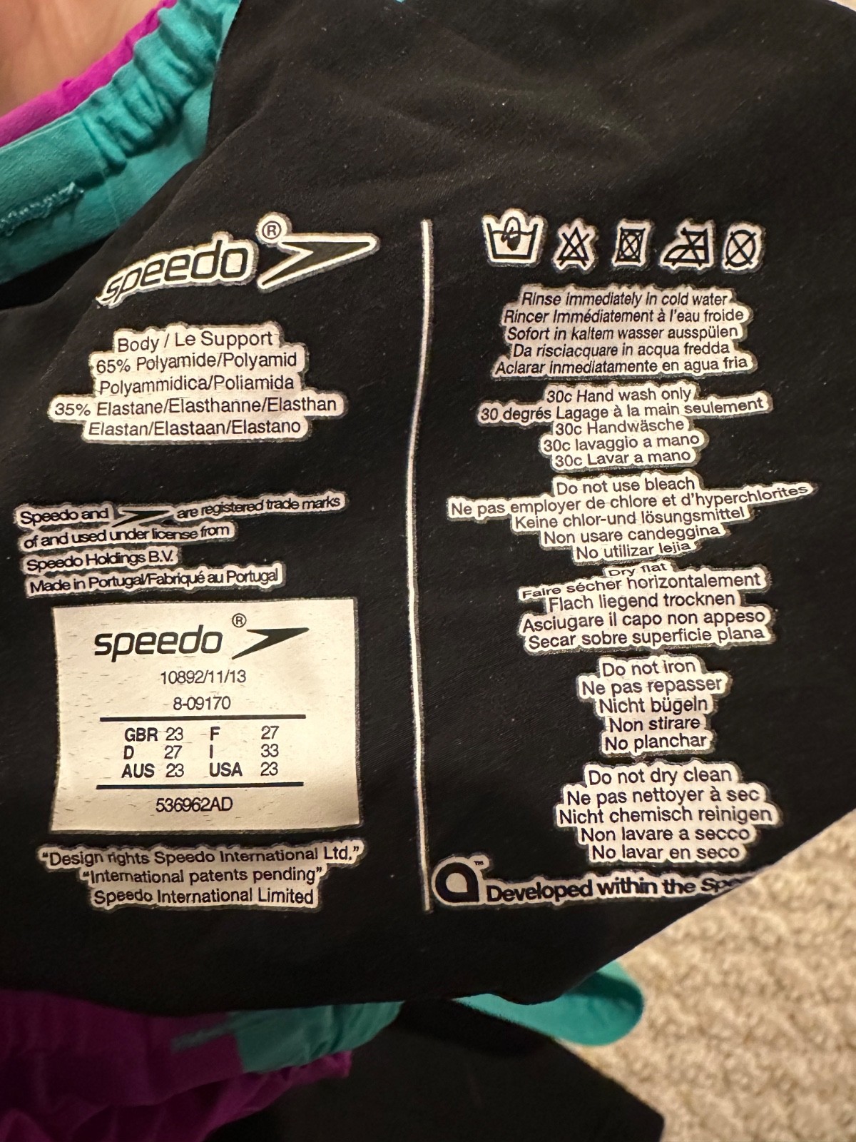 Speedo Fastskin/Kneeskin LZR Razor Elite 2 Size 23 Color Purple/Pink and Blue