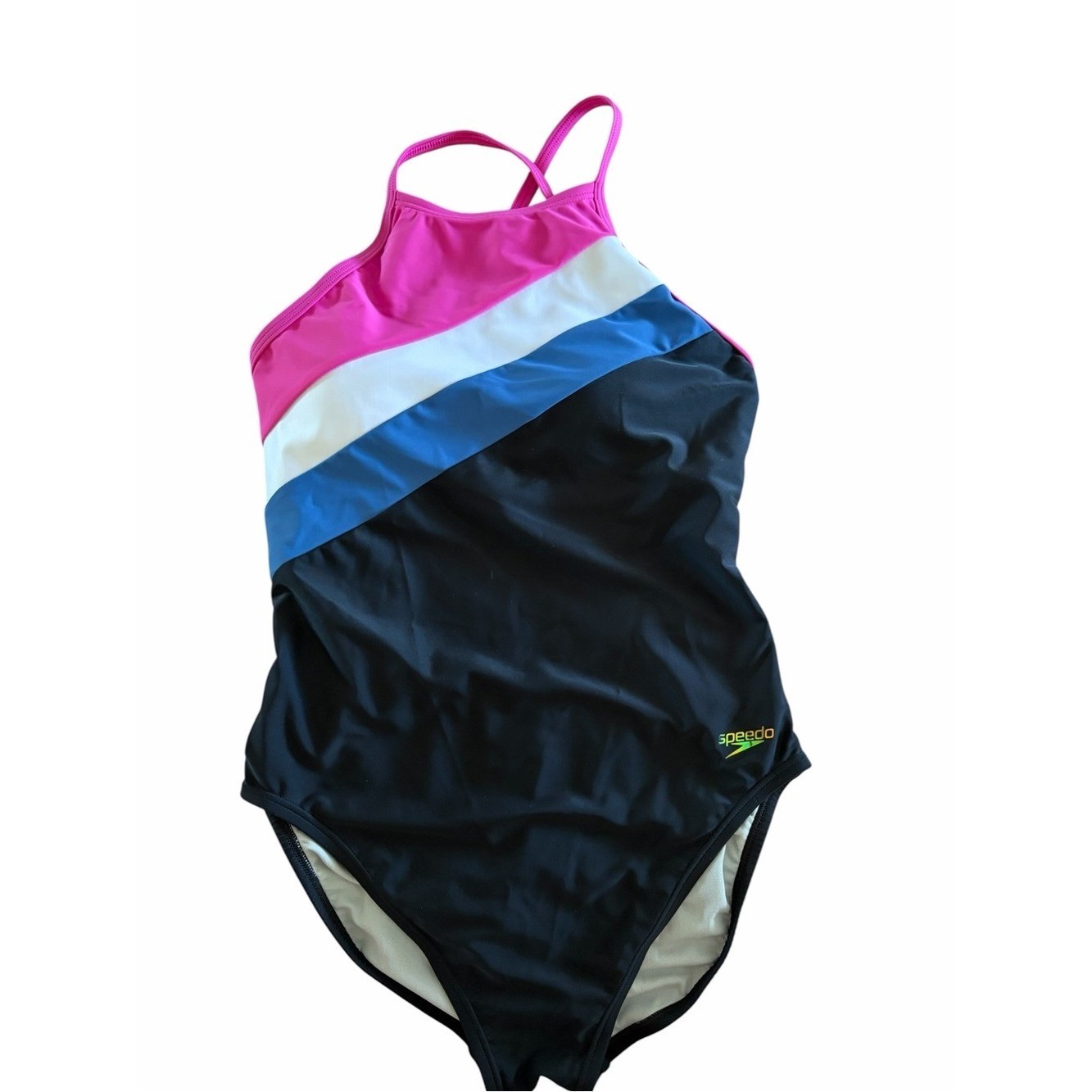 Speedo One Piece Swimsuit Athletic Women’s Colorblock Tie Back Black New