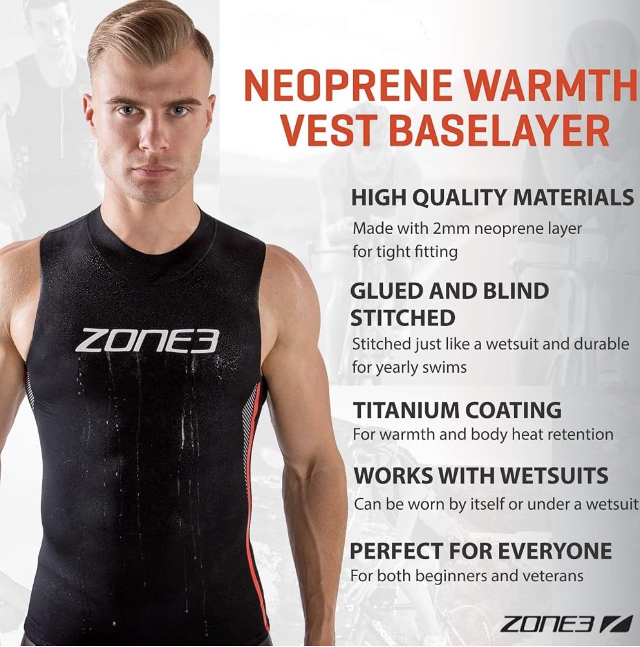 Zone 3 men’s Vest sleeveless Open Water Swim Wetsuit Small Tall
