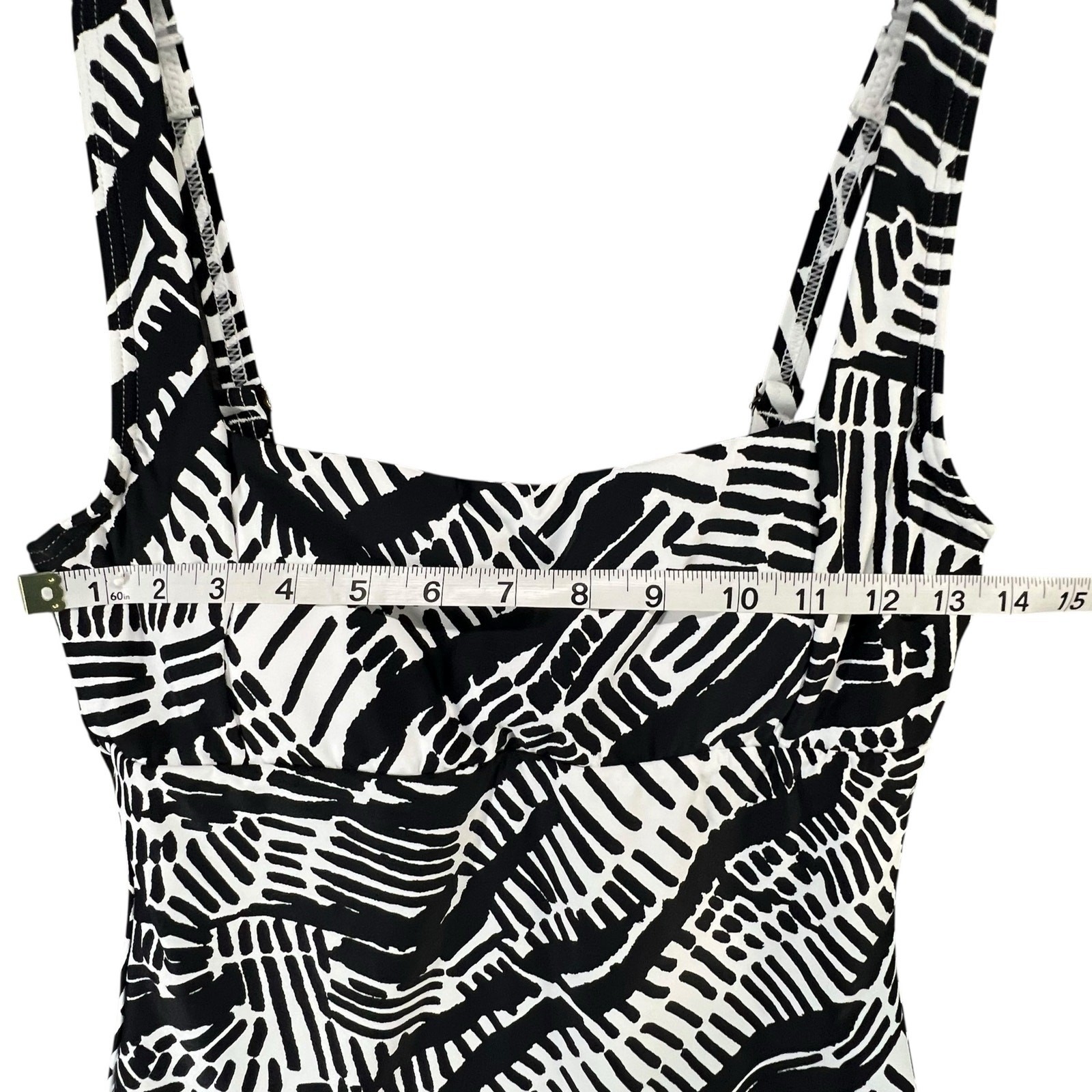 Sea Level Swim Tankini Top US 6 Black White Multifit Cup Convertible Sustainable