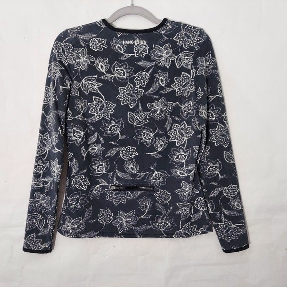 Hang Ten Rash Guard Women XS Blue UPF Sun Protection Floral Surf Swim Beach