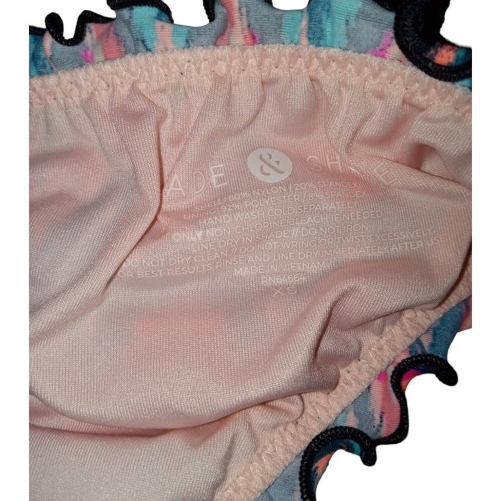Shade & Shore Women’s Wave Ruffle Cheeky Bikini Bottom,– Ikat, Pink