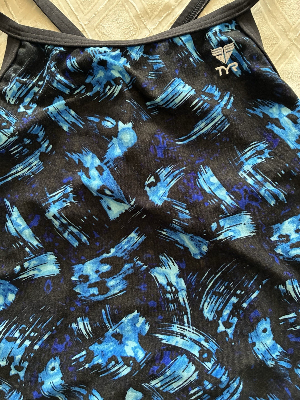 TYR Women’s One Piece Competitive Swimwear Swimsuit Size 36 / 10 Blue Black