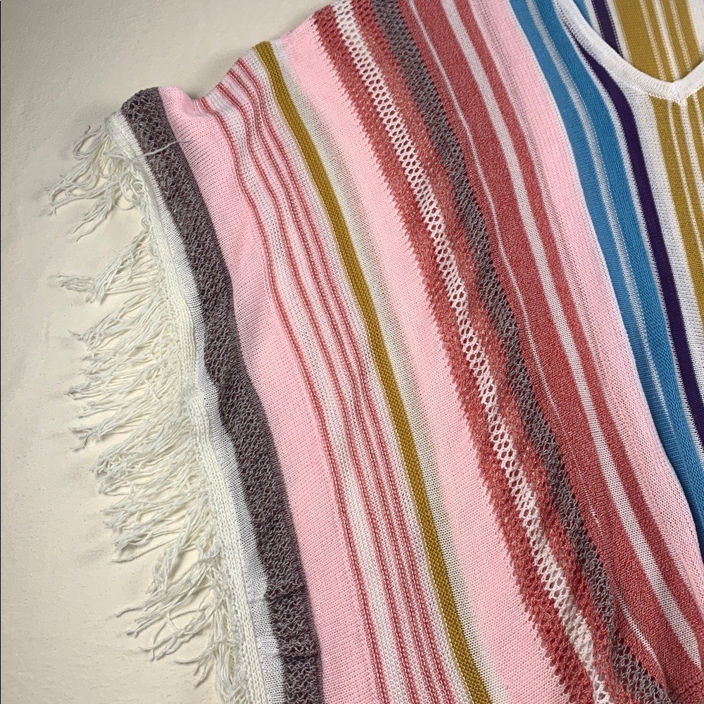 Cupshe Womens Rainbow Striped Poncho EUC OS Swim Coverup No Brand or Care Tags