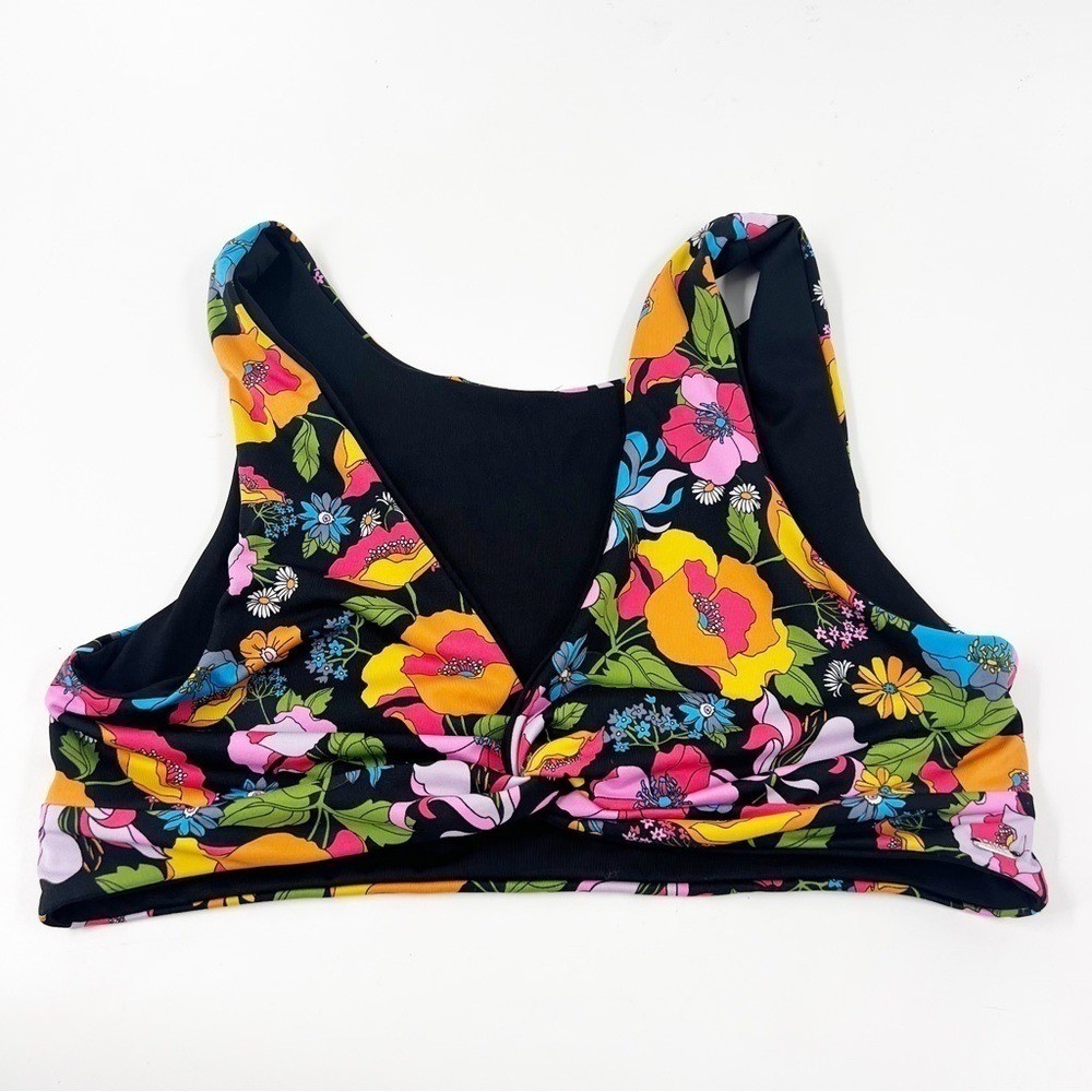 ✅ VICTORIA’S SECRET PINK MULTICOLOR FLORAL/BLACK SPORTS TOP OR SWIM TOP SIZE S