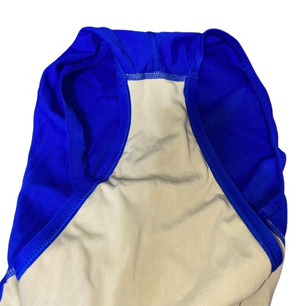 Nike Swimsuit One Piece Criss Cross Back Athletic Training Blue Red Size 12