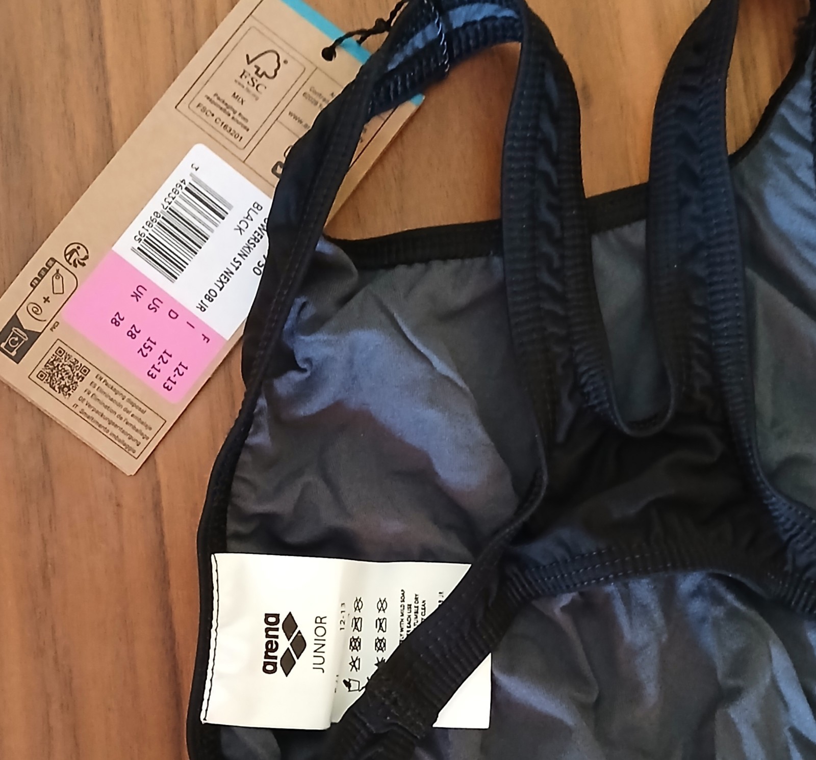 Arena Powerskin St Next Open Back Junior Competitive Swimsuit-Black-Sz 28-NWT