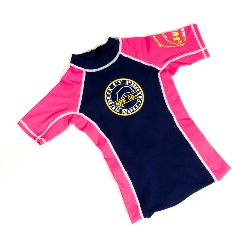 USN Quick Dry Girls’ Swim Shirt, 3 Years, Multicolored – Blue/Pink