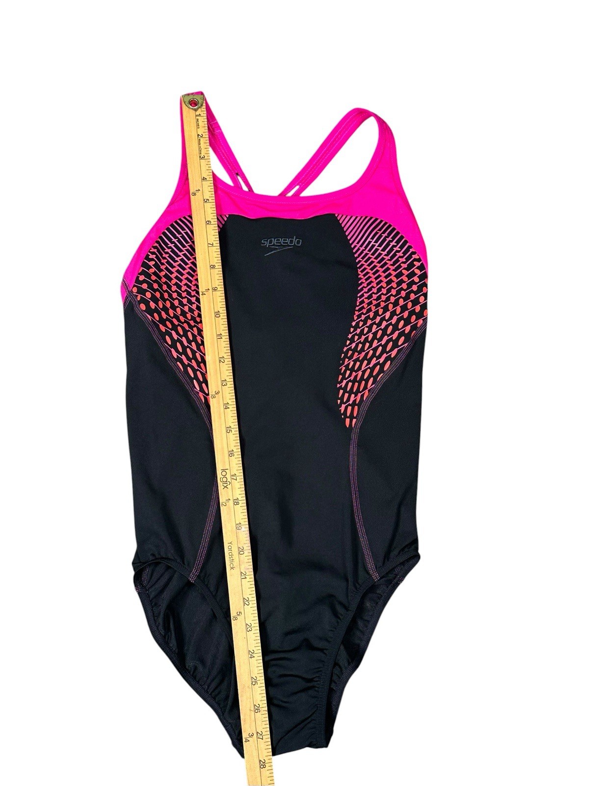 Speedo Women’s Fit Laneback Swimsuit Mesh Lined In Black & Pink Size Au 12