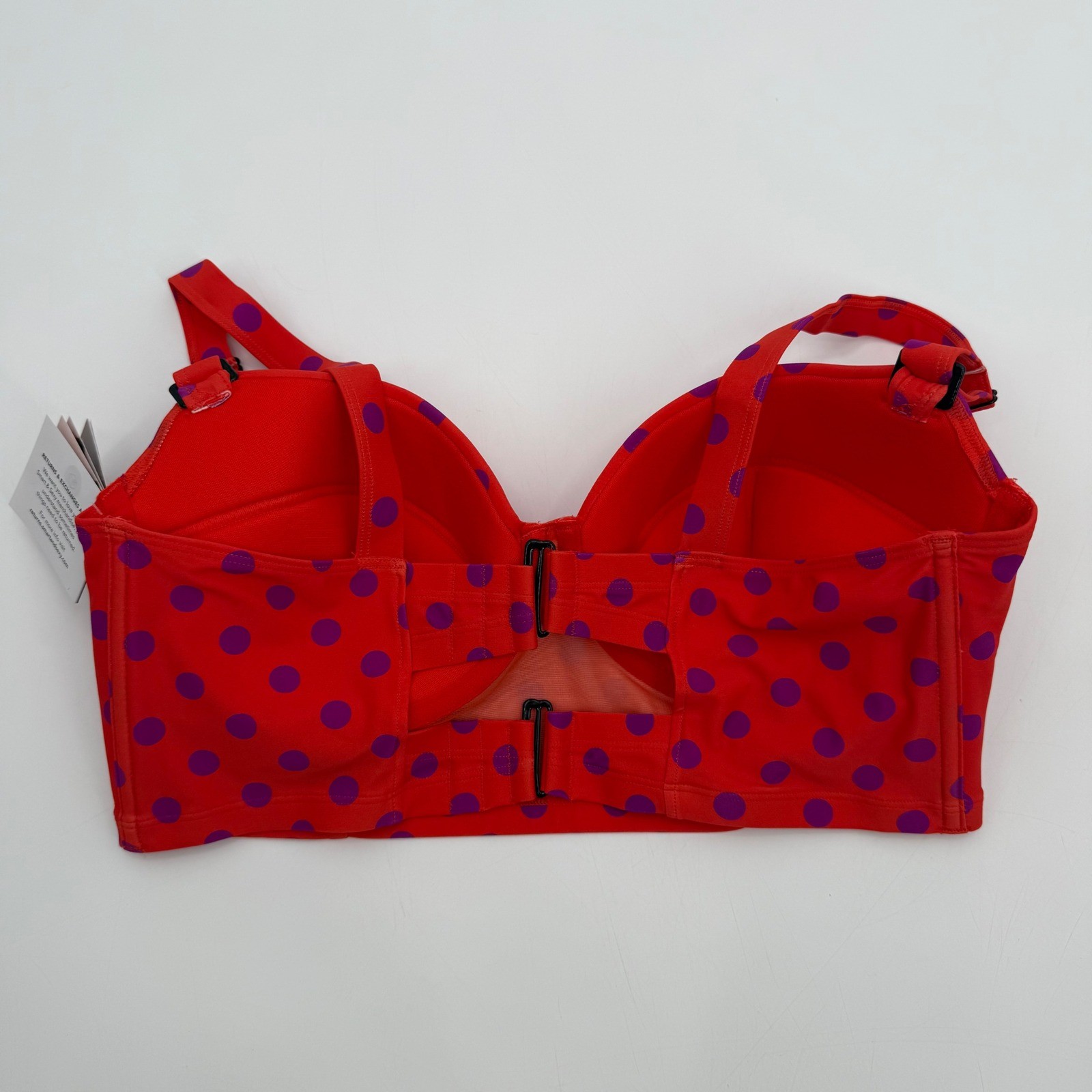Smart & Sexy Swim Top Purple Polka Dots Padded Underwire Adjustable Straps 36D