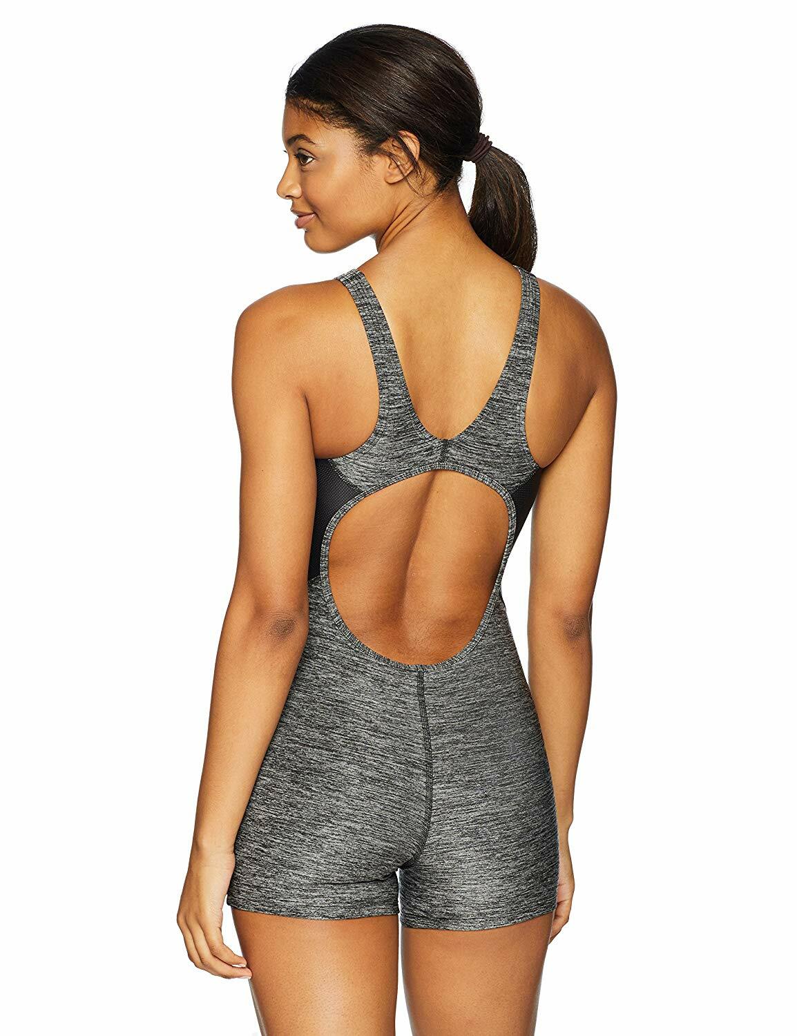 Speedo Womens Heather Bodysuit One Piece Swimsuit Competition Aerobics MSRP $98
