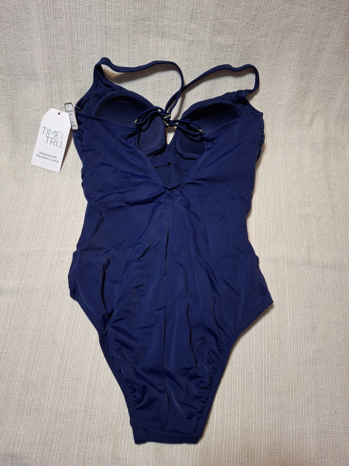 Women’s Time and Tru Swimsuit Navy Blue Size Medium 8-10 New with Tags Swimwear