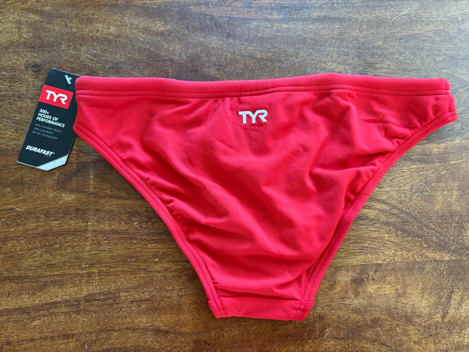 TYR Women’s Durafast Red Lifeguard Bikini Bottom swimsuit Swim Guard Small NEW