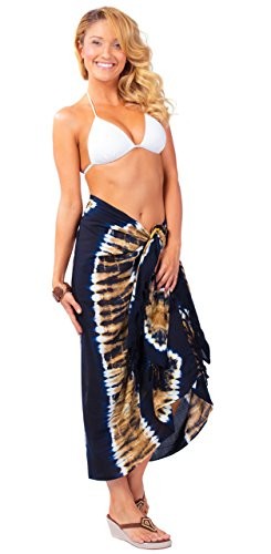 Womens Tie Dye Swimsuit Cover-Up Sarong in Your Choice of Color Jungle Brown