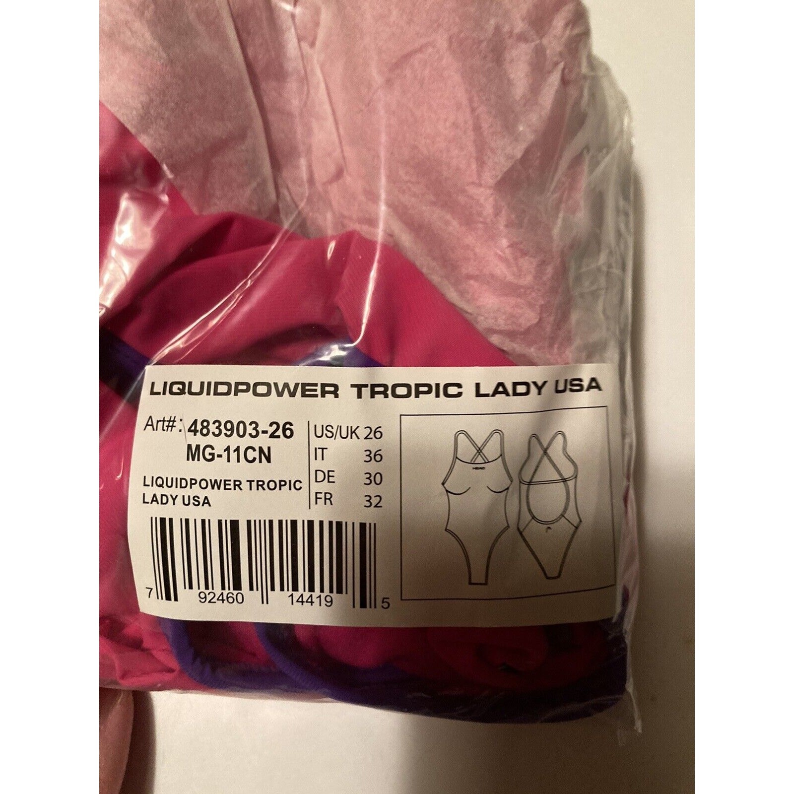 HEAD Womens Swimming Swimsuit LiquidPower Tropic Lady. Magenta. Size 26. OpenBox