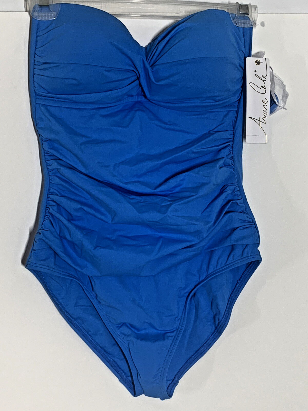 Women’s Swimsuit Sz 6 Anne Cole Blue Twist Front Bandeau 1 Piece. MSRP $88 D009