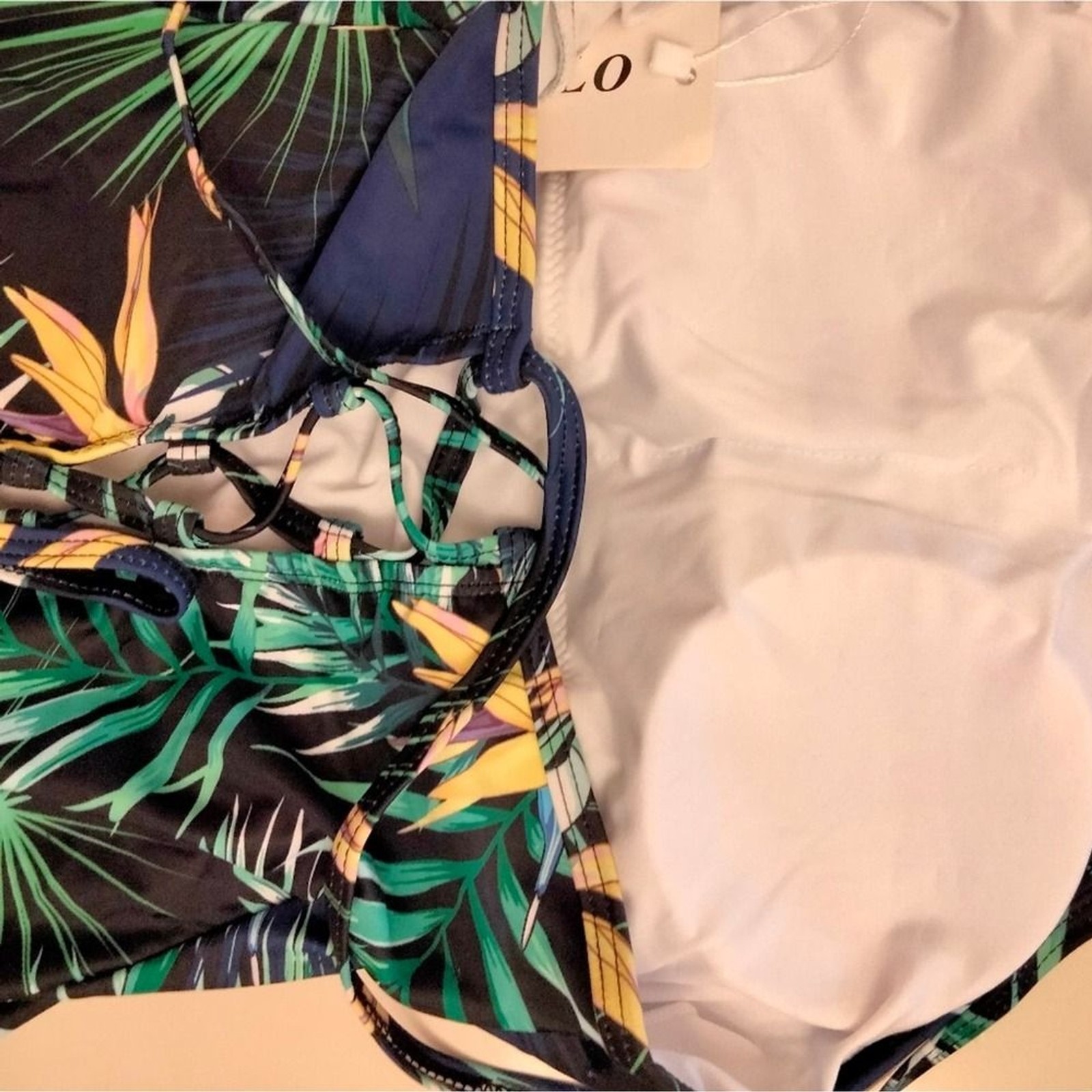 Tropical design one piece swimsuit women size Medium