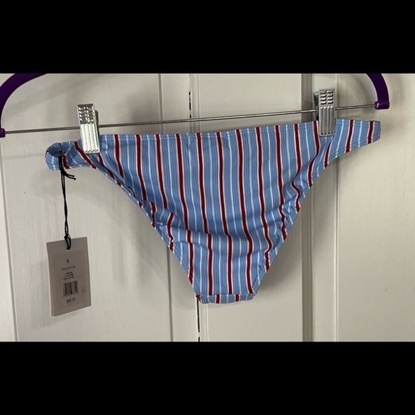 Onia Pin Stripe Ashley bikini bottom Blue Bell NWT Size XS WS06-39