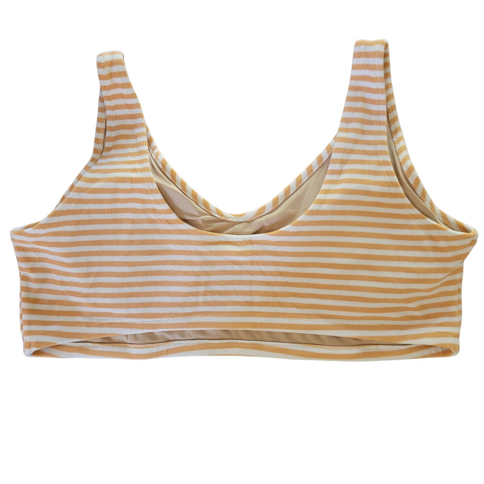 Old Navy Orange & Cream Striped Swim Top Beach Vacation V-Neck 4X Soft Material
