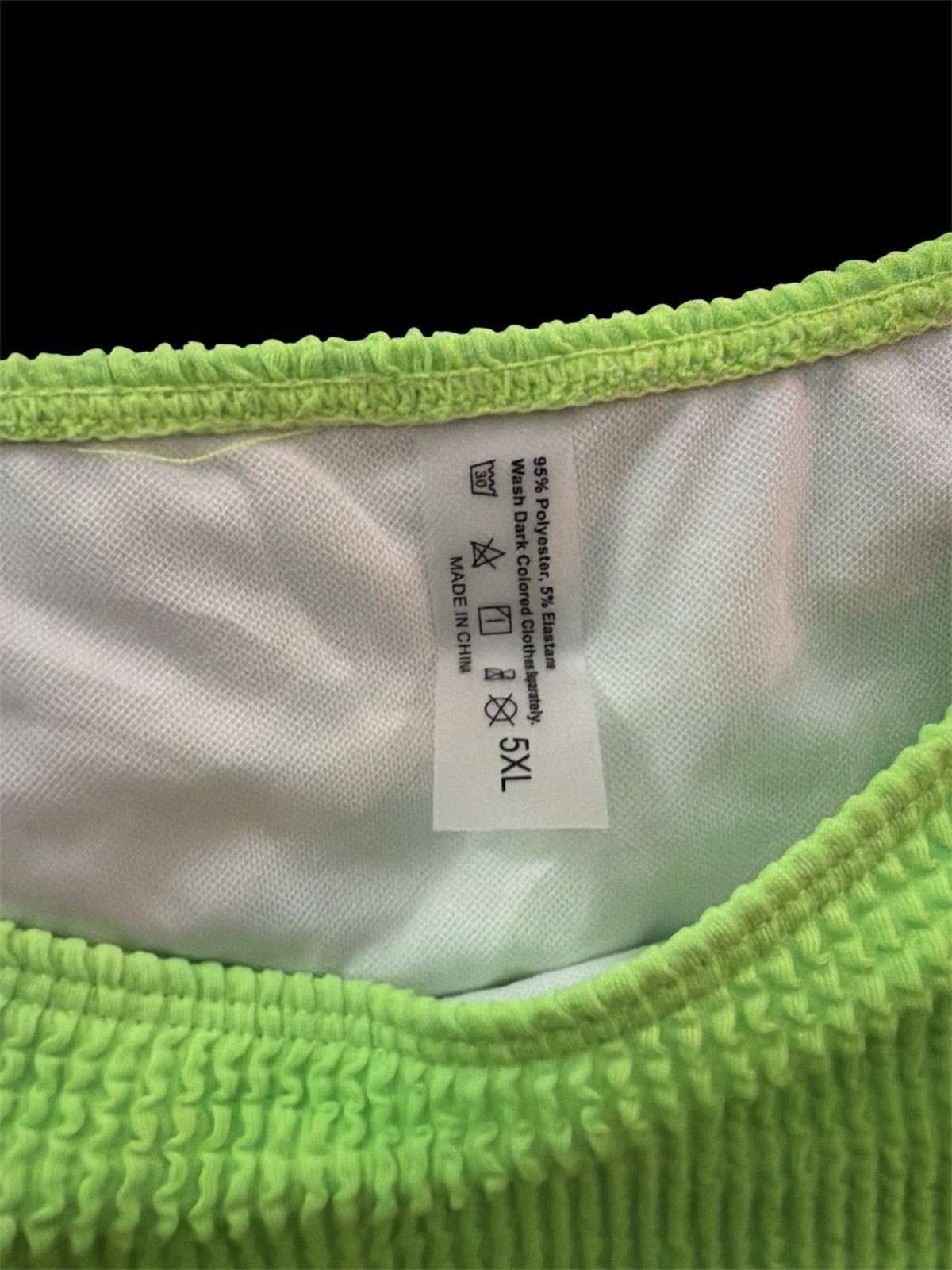 Neon Lime Green 3PC Bikini Set Ribbed Triangle Top Wrap Skirt Swimwear PLUS SIZE