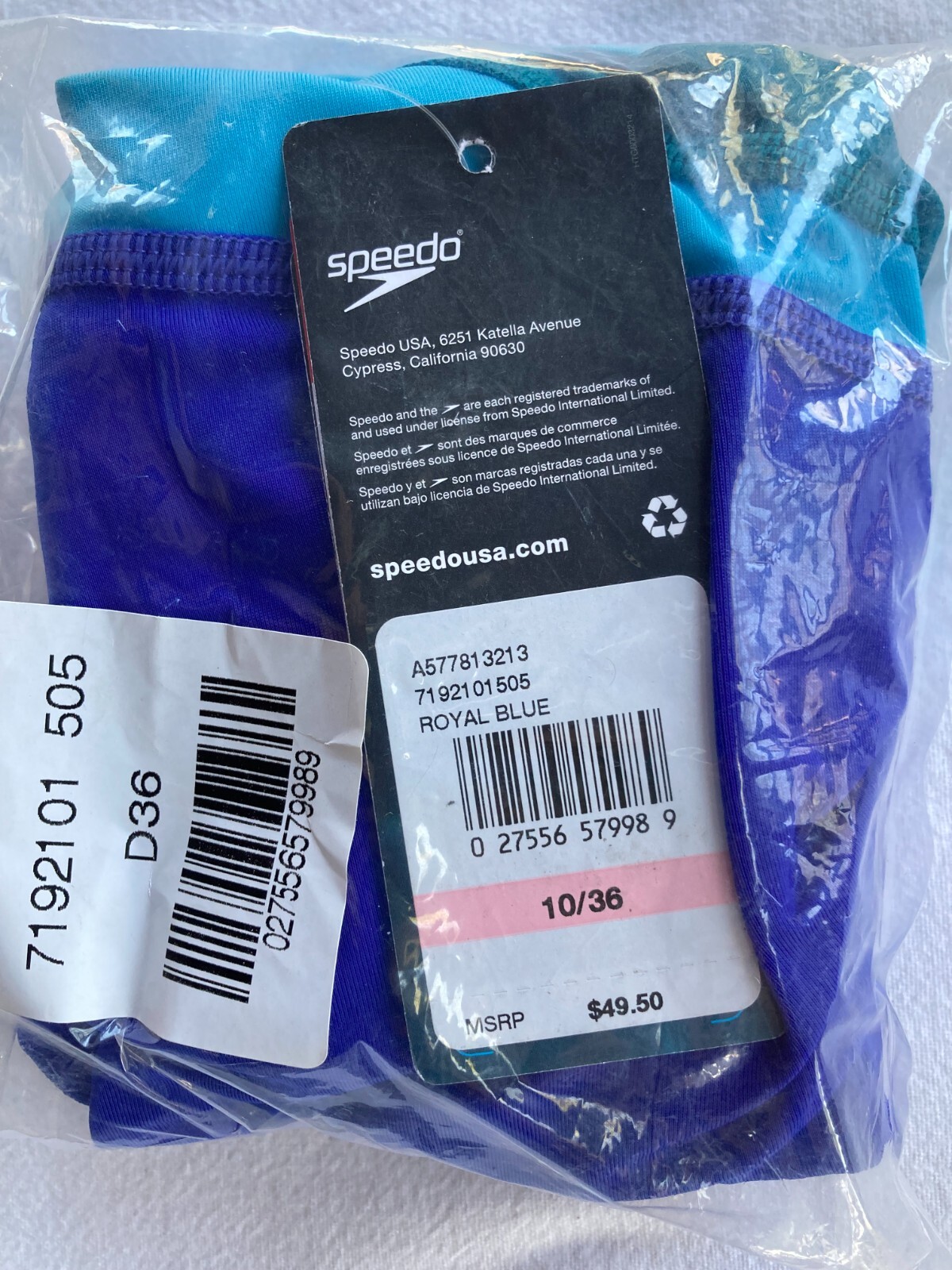 Speedo 7192101 505 Splice Relay Back, Colorblock Swimsuit, Royal Blue, 10/36