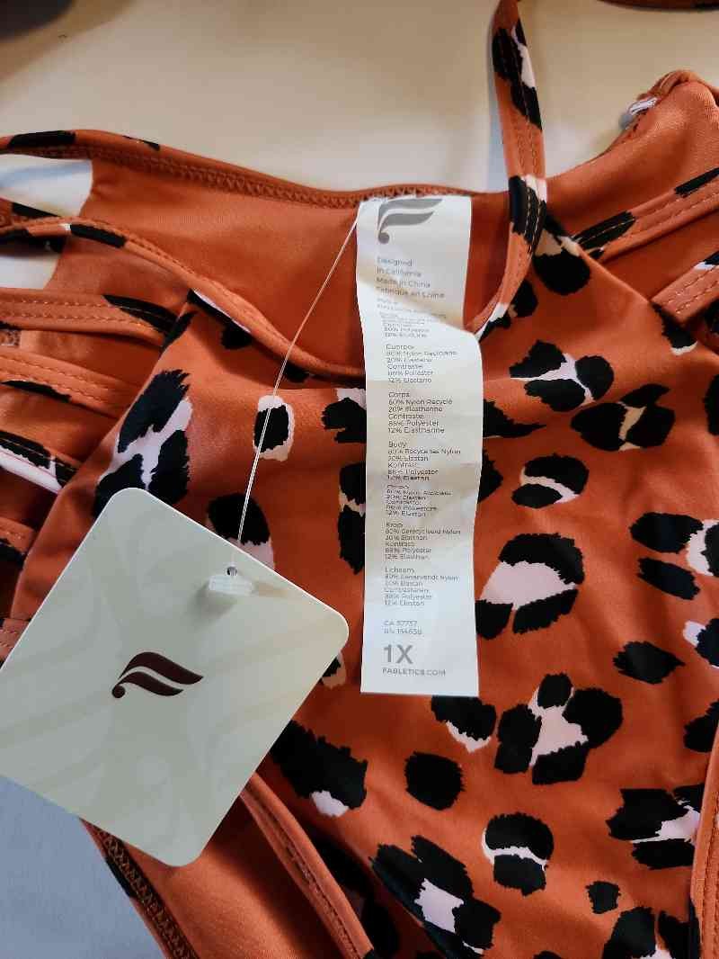 Fabletics Orange Strappy Two Piece Bikini Set Scoop Top & Cheeky Bottom Size 1X