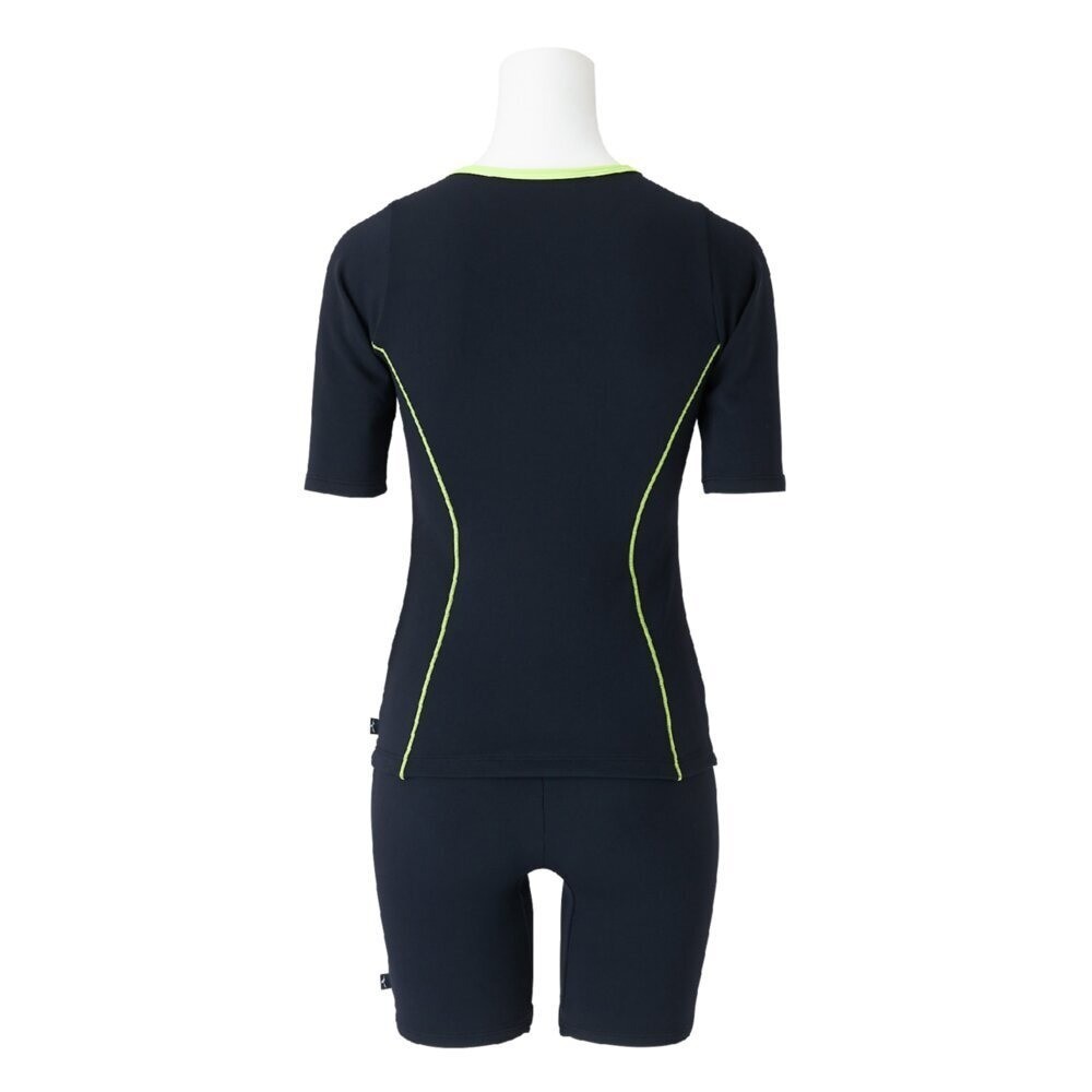 Mizuno Women’s Aqua Fitness Two-Piece Swimsuit Front Zip Black/Lime 2025SS