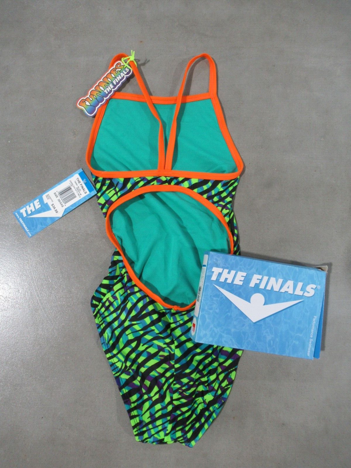 TYR The Finals Zebra Zoo Size 30 XXS Blue/Green *NWT*