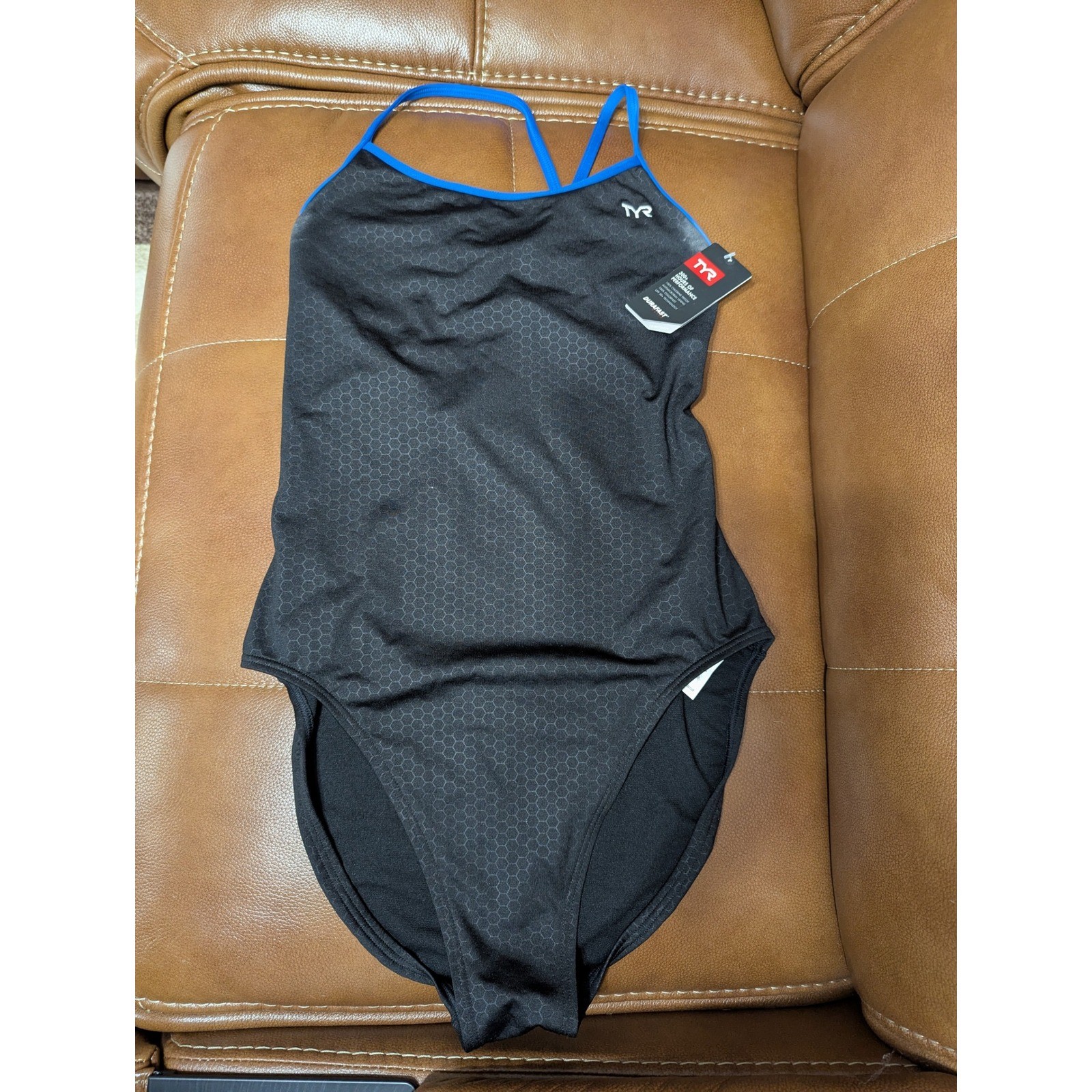 TYR Durafast Elite Trinityfit Swimsuit Size 38 Hexagon Honeycomb One Piece NWT