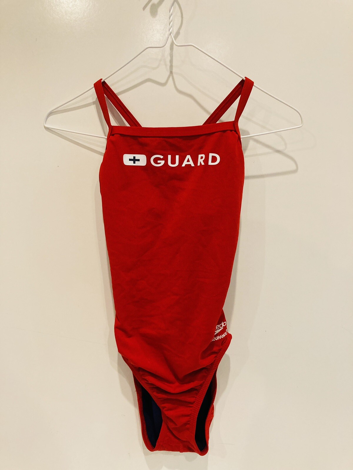Speedo Guard Women’s Flyback Endurance+ Training Swimsuit Size 28 Red Lifeguard