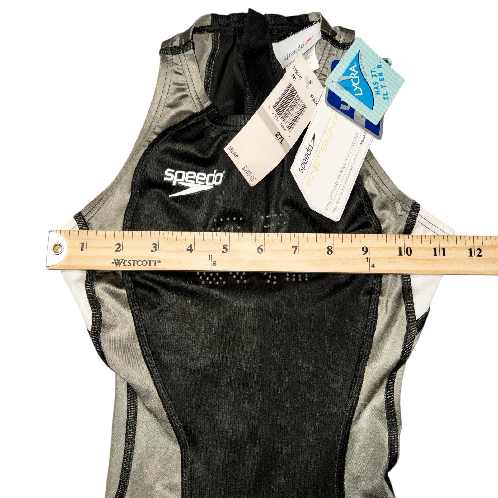 NWT Speedo Fastskin FSII Competition Tech Suit Zip Back Sz 27L