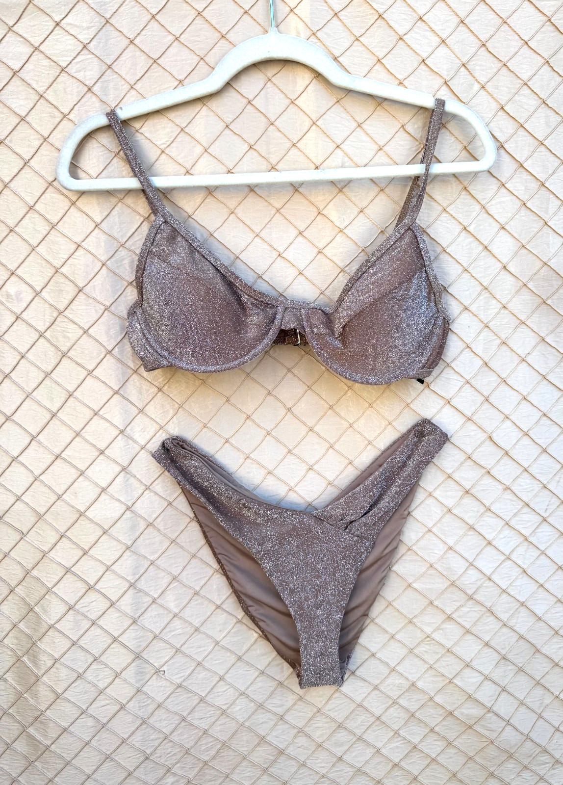 Windsor Women’s Glitter Tan Bikini 2pc. Swimsuit (Top Size M W/ Small Bottom)