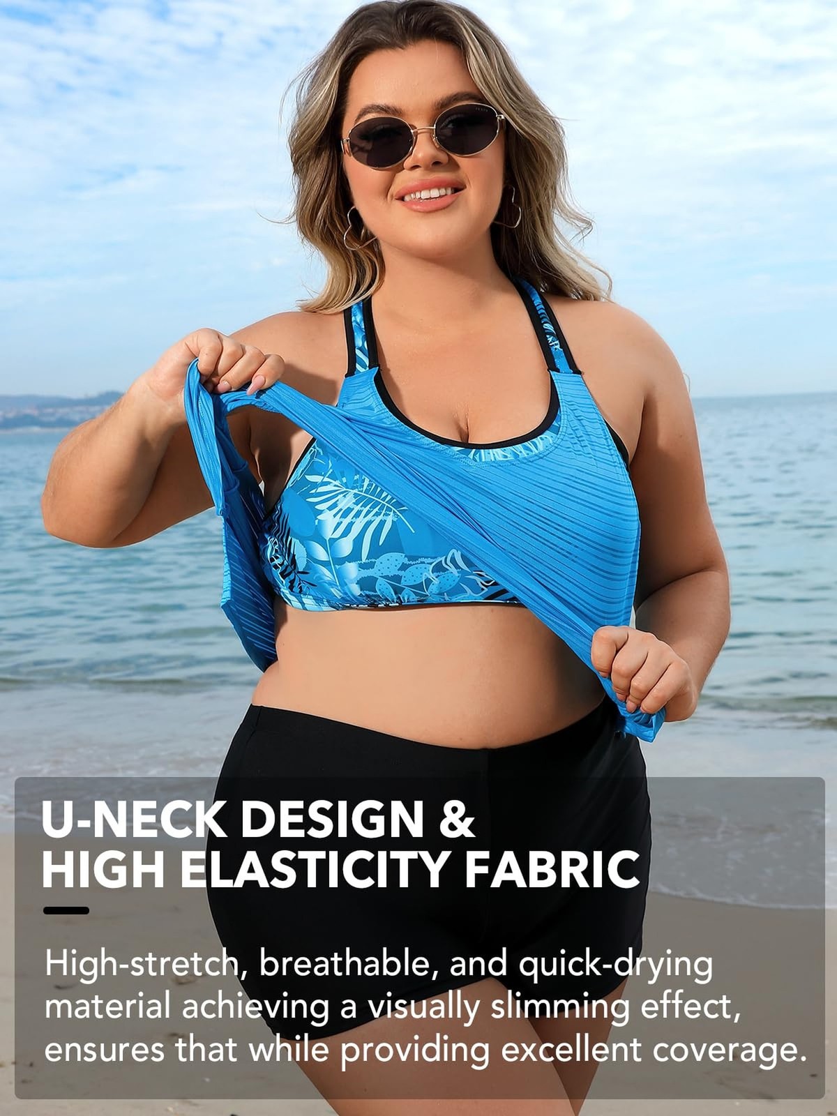 Angel season Plus Size Tankini Swimsuits Tops for Women Swim Top Only Tummy C…