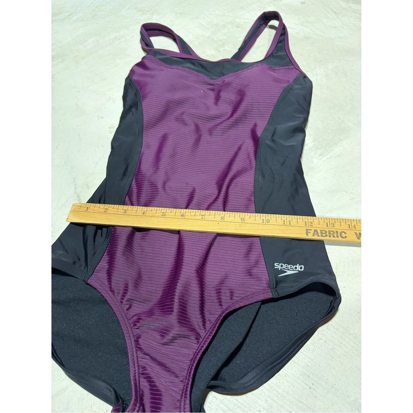 Speedo Plum and Black Performance One-Piece Swimsuit medium
