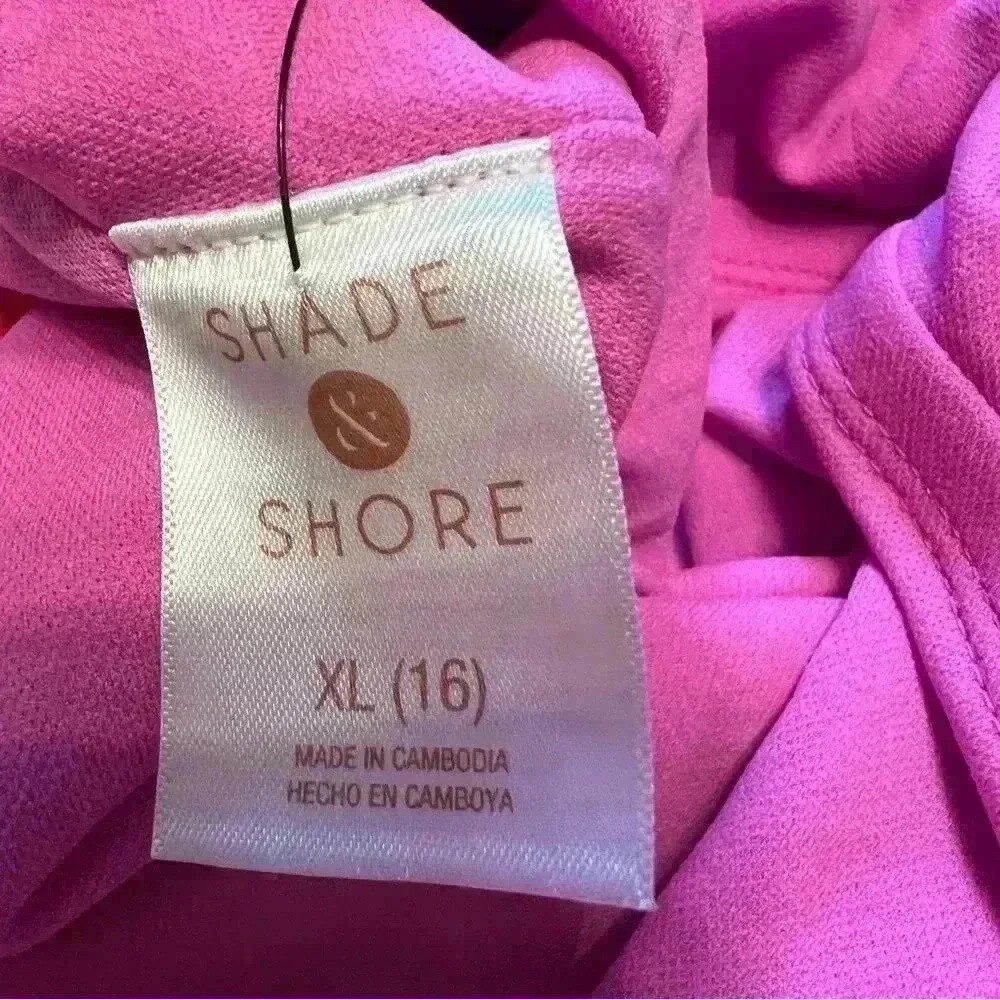 Shade & Shore Women’s High Leg Cheeky Pink Swimsuit Size XL (16)- NWOT