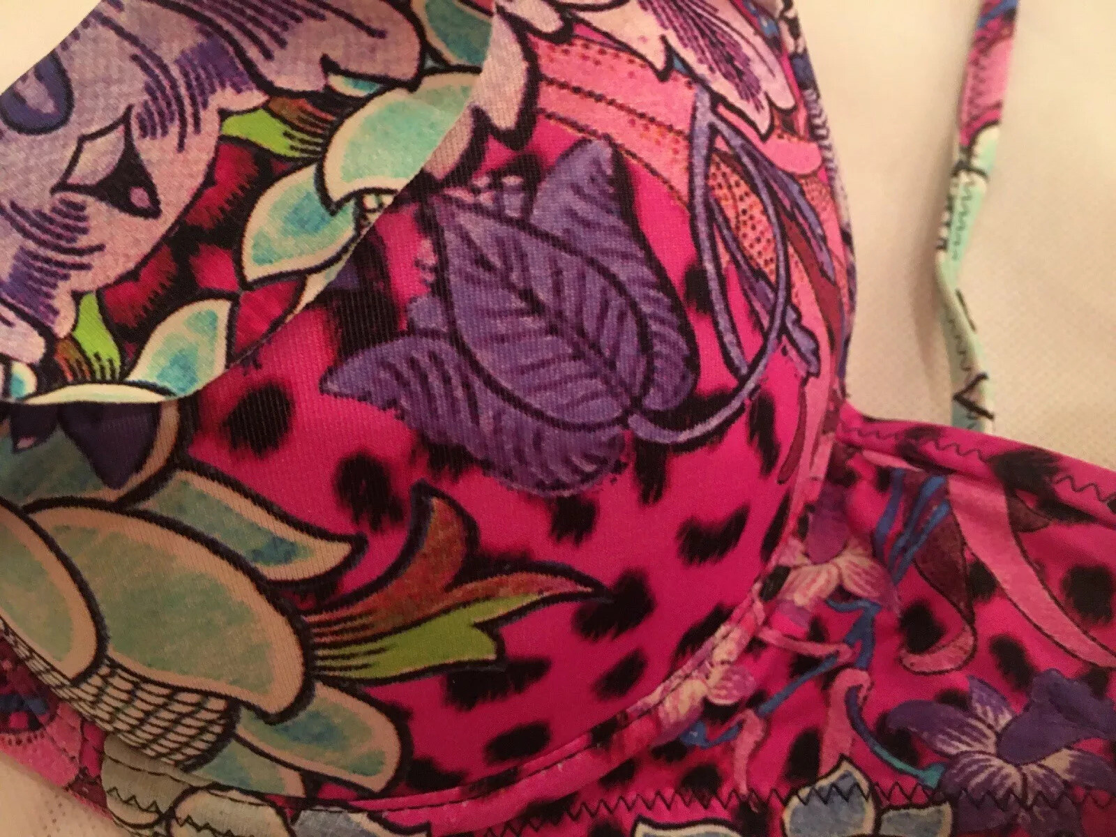NWOT Roberto Cavalli Bright Tropical Pink Floral Bikini IT 42, S IT 2
