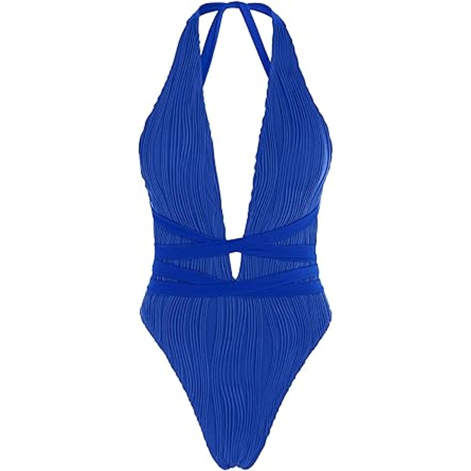 ZAFUL Women Plunging One Piece Swimsuit Backless Cross Tie High Cut Thong One-P