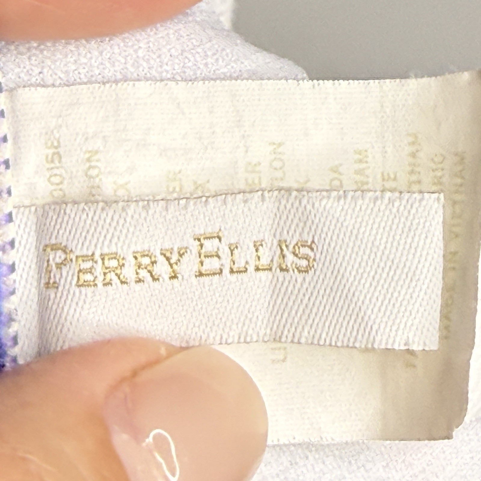 PERRY ELLIS Floral Geometric Halter Bikini Top Blue Pink Yellow Gold Ring 36D DD