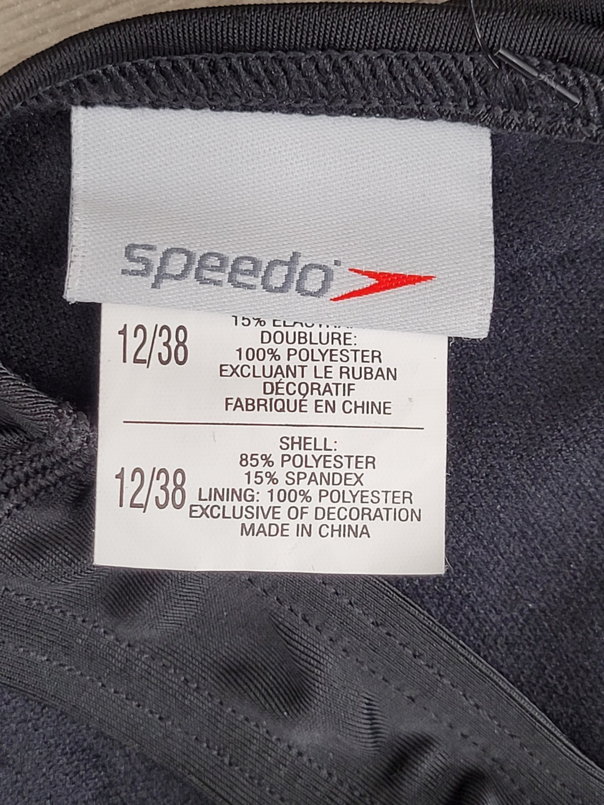 NWT Speedo Performance Race I Crossback One Piece Swimsuit Black Women’s 12/38