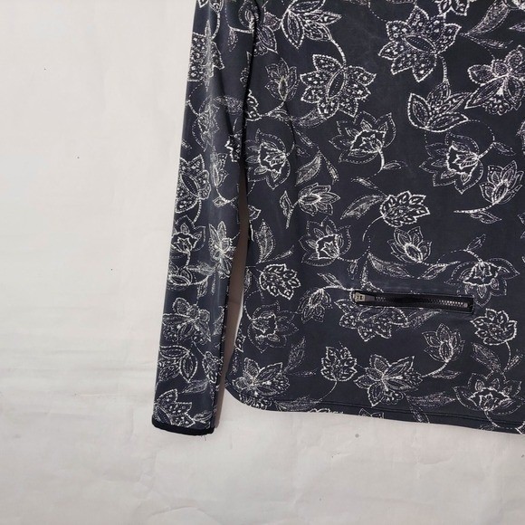 Hang Ten Rash Guard Women XS Blue UPF Sun Protection Floral Surf Swim Beach