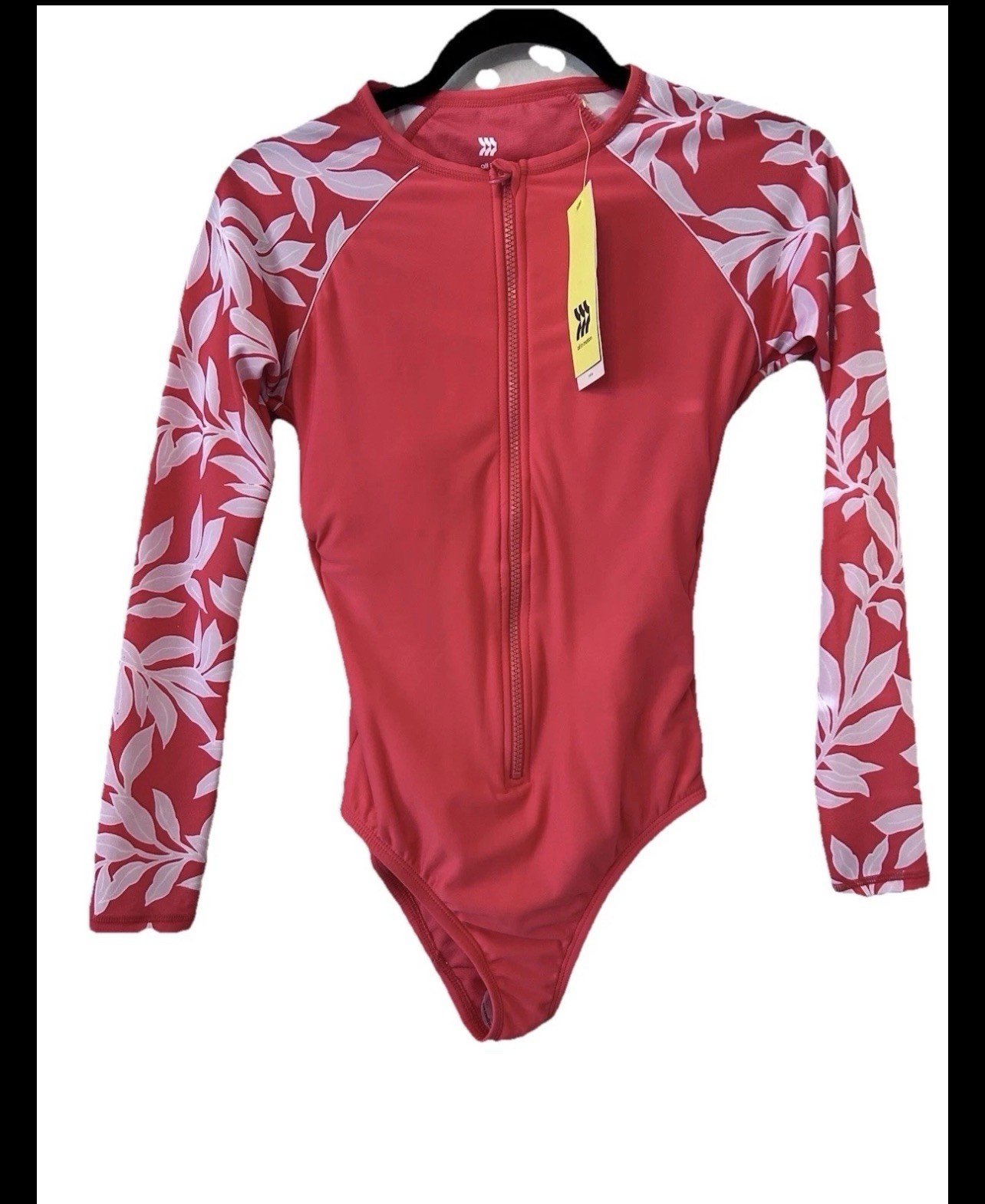 All In Motion Women’s Coral Floral Activewear One Piece Swimsuit Small NEW