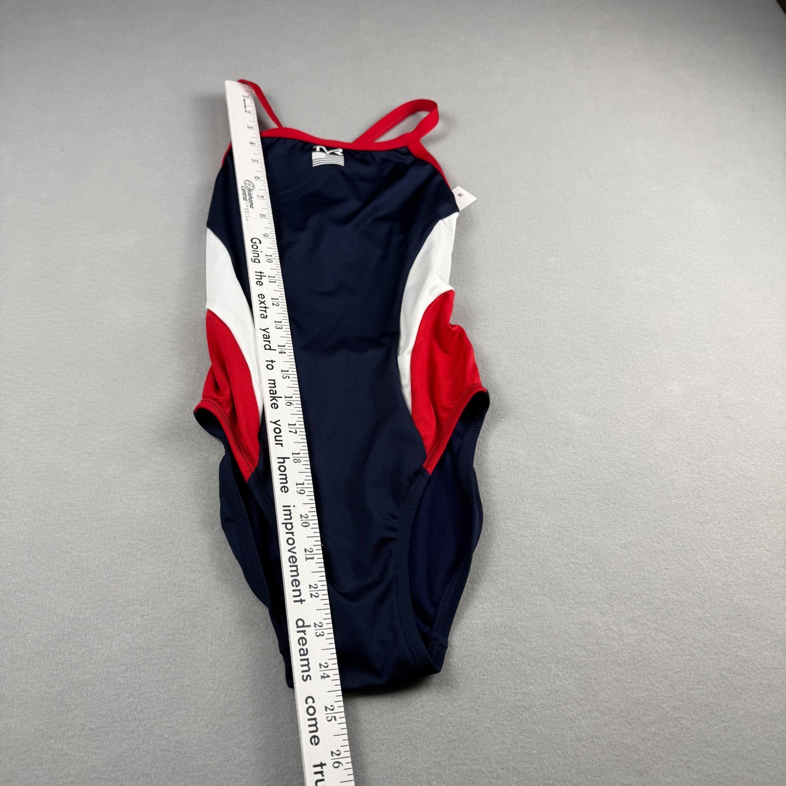 TYR Womens 30 S One Piece Swimsuit Navy Red White USA Durafast Elite Performance