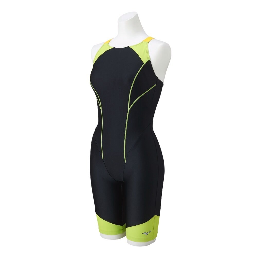 Mizuno Women’s Stroke ONE All-in-One Swim Fitness Suit N2JGB30293 Black/Lime