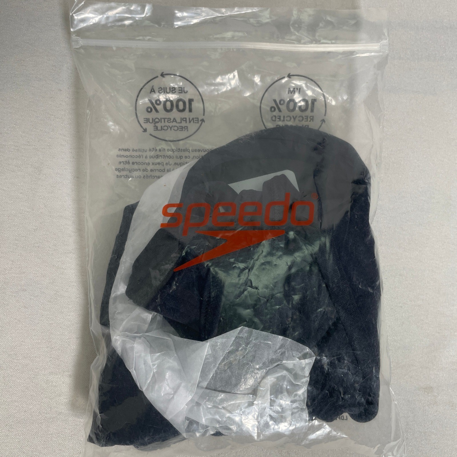Speedo Cheeky Coverage Endurance+ Solid Black Swimsuit One Piece Women’s 30 NWT