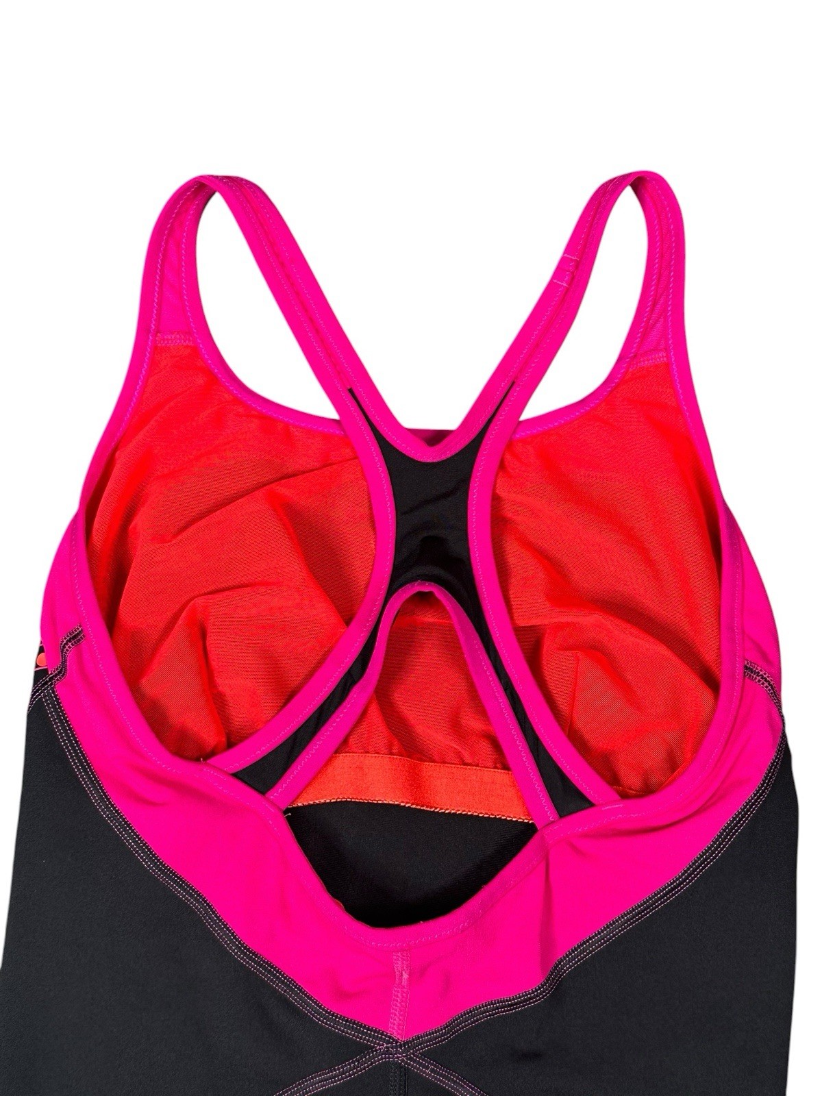 Speedo Women’s Fit Laneback Swimsuit Mesh Lined In Black & Pink Size Au 12